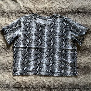 Juniors Hollister Snake Skin Patterned Baggy Crop Top